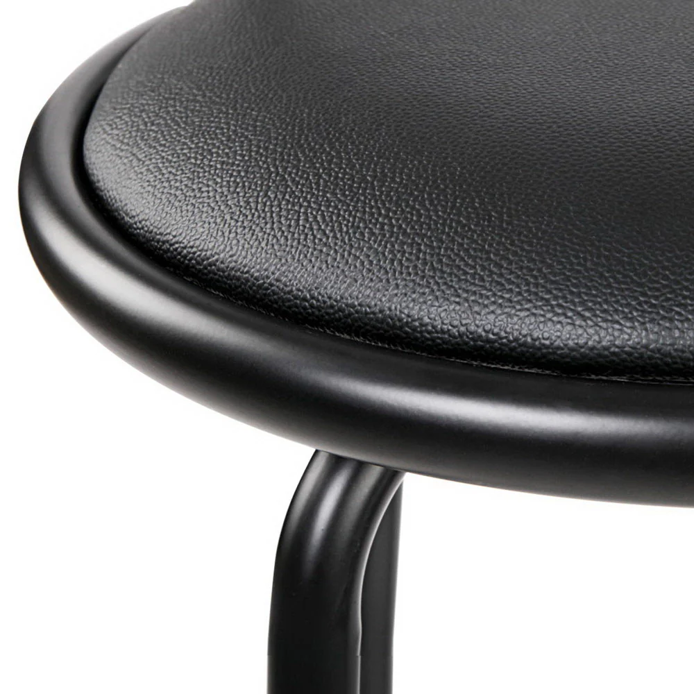 Set of 4 Voula PU Leather Bar Stools - Black & Steel - Nurns
