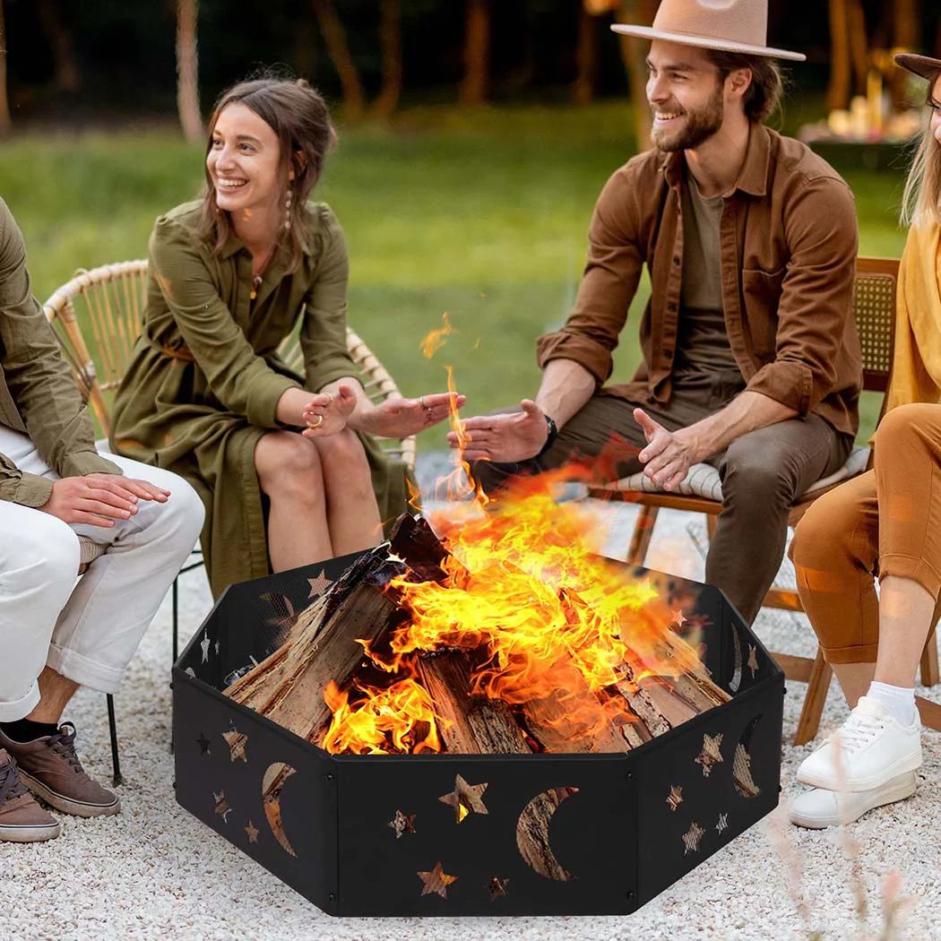 Round Fire Pit Ring Outdoor Fireplace - Nurns