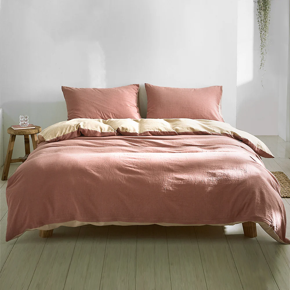 DOUBLE Quilt Cover Set Cotton Duvet - Light Pink - Nurns