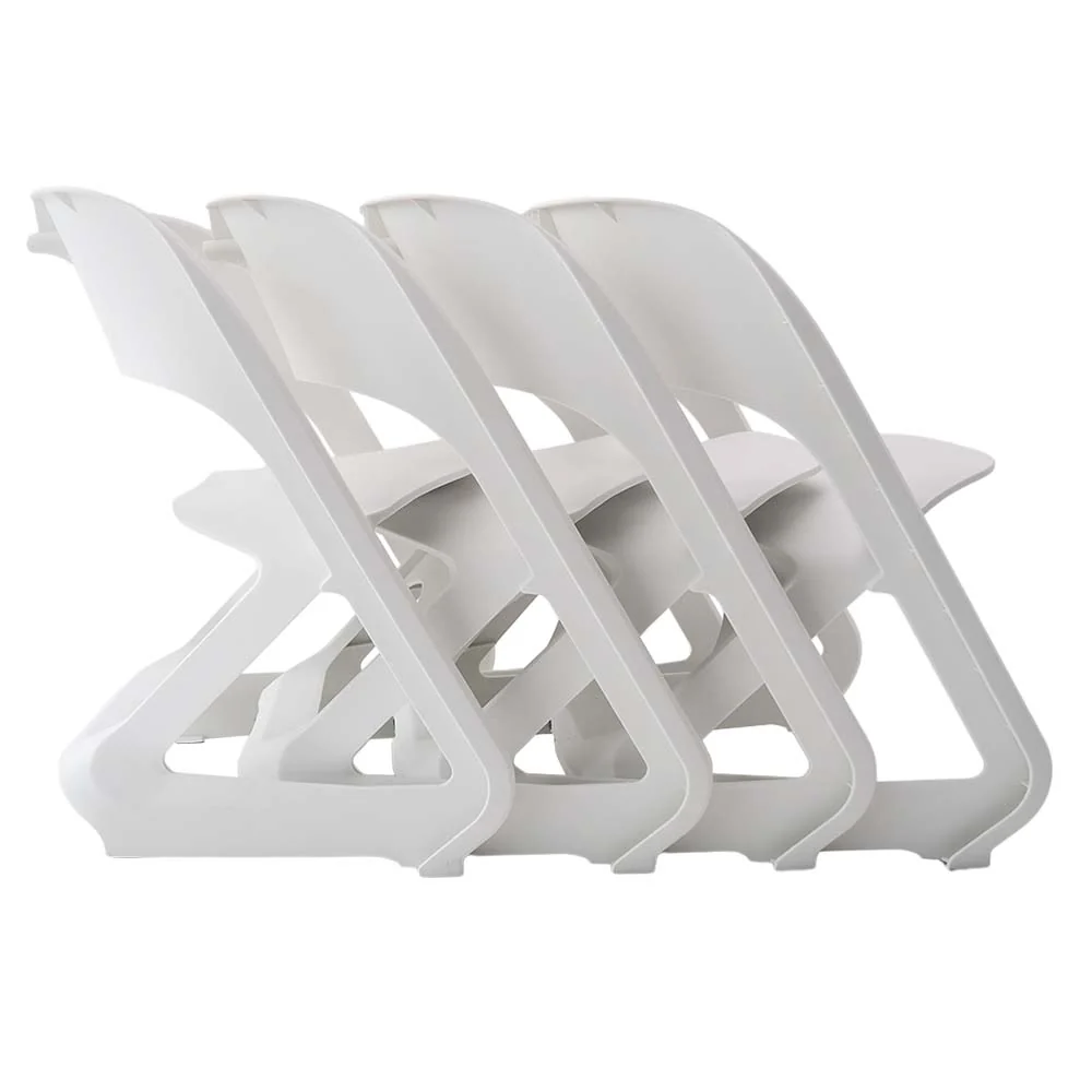 Kendall Set of 4 Dining Chairs Office Cafe Lounge Seat Stackable Plastic Leisure - White - Nurns