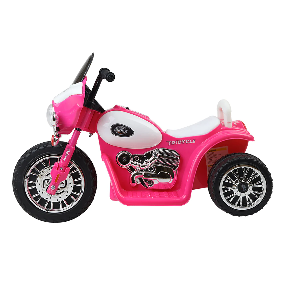 Kids Ride On Motorcycle Motorbike Car Harley Style Electric Toy Police Bike - Pink - Nurns