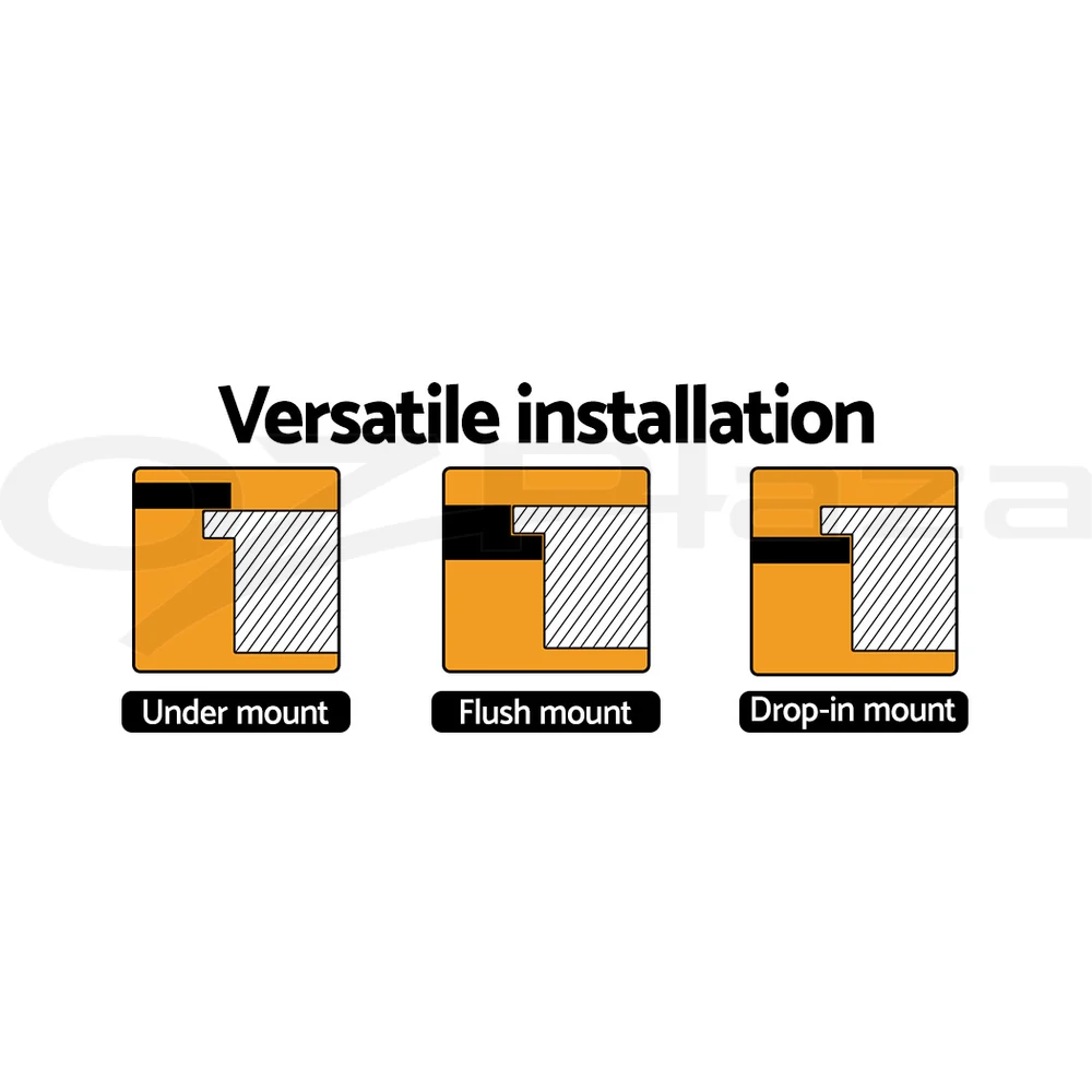 Stone Kitchen Sink Round 430MM Granite Under/Topmount Basin Bowl Laundry Black - Nurns