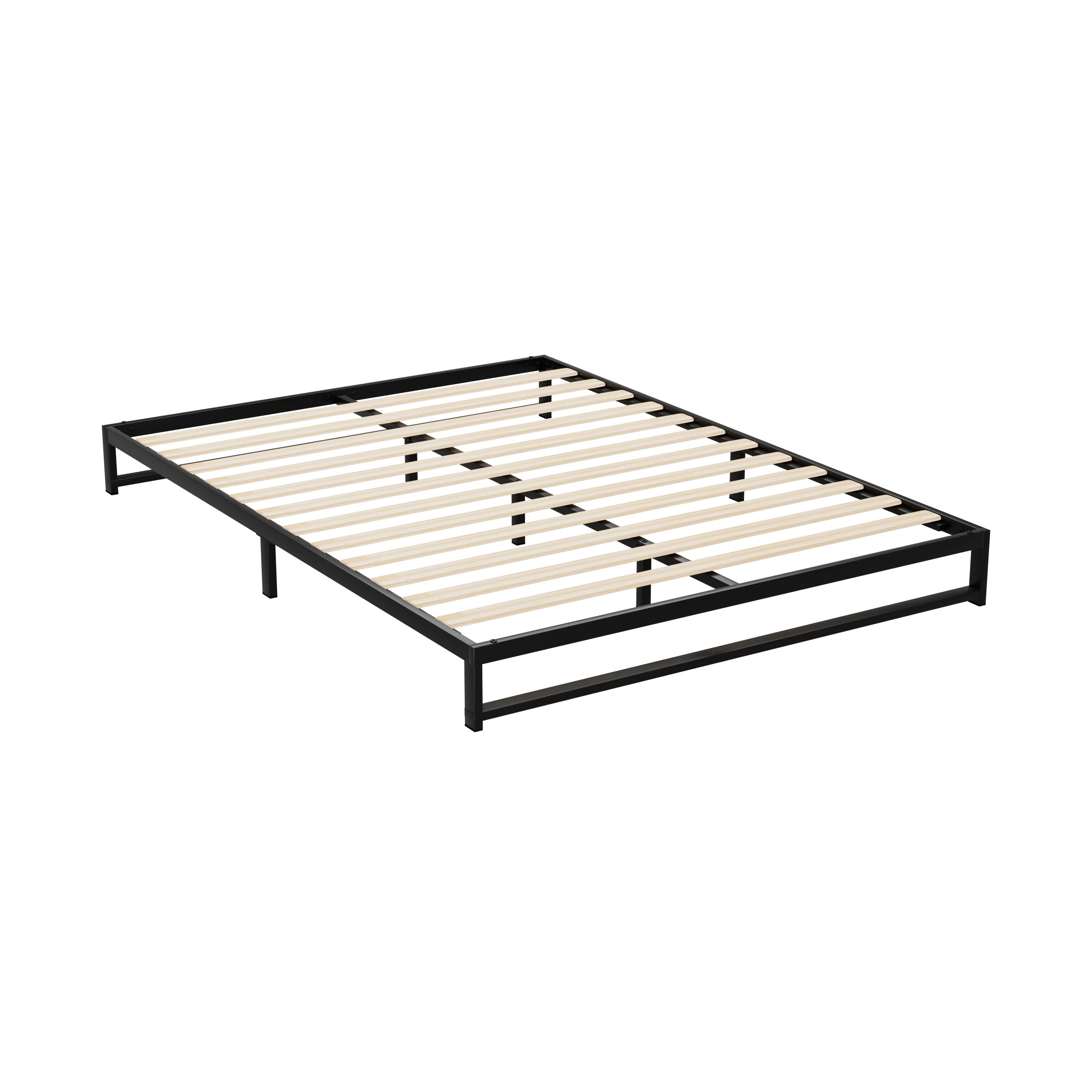 Willow Metal Bed Frame Bed Base Mattress Platform - Black Double - Nurns