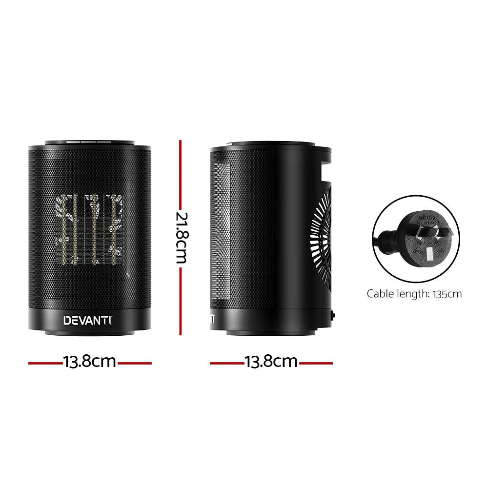 Electric Fan Heater 1200W - Black - Nurns