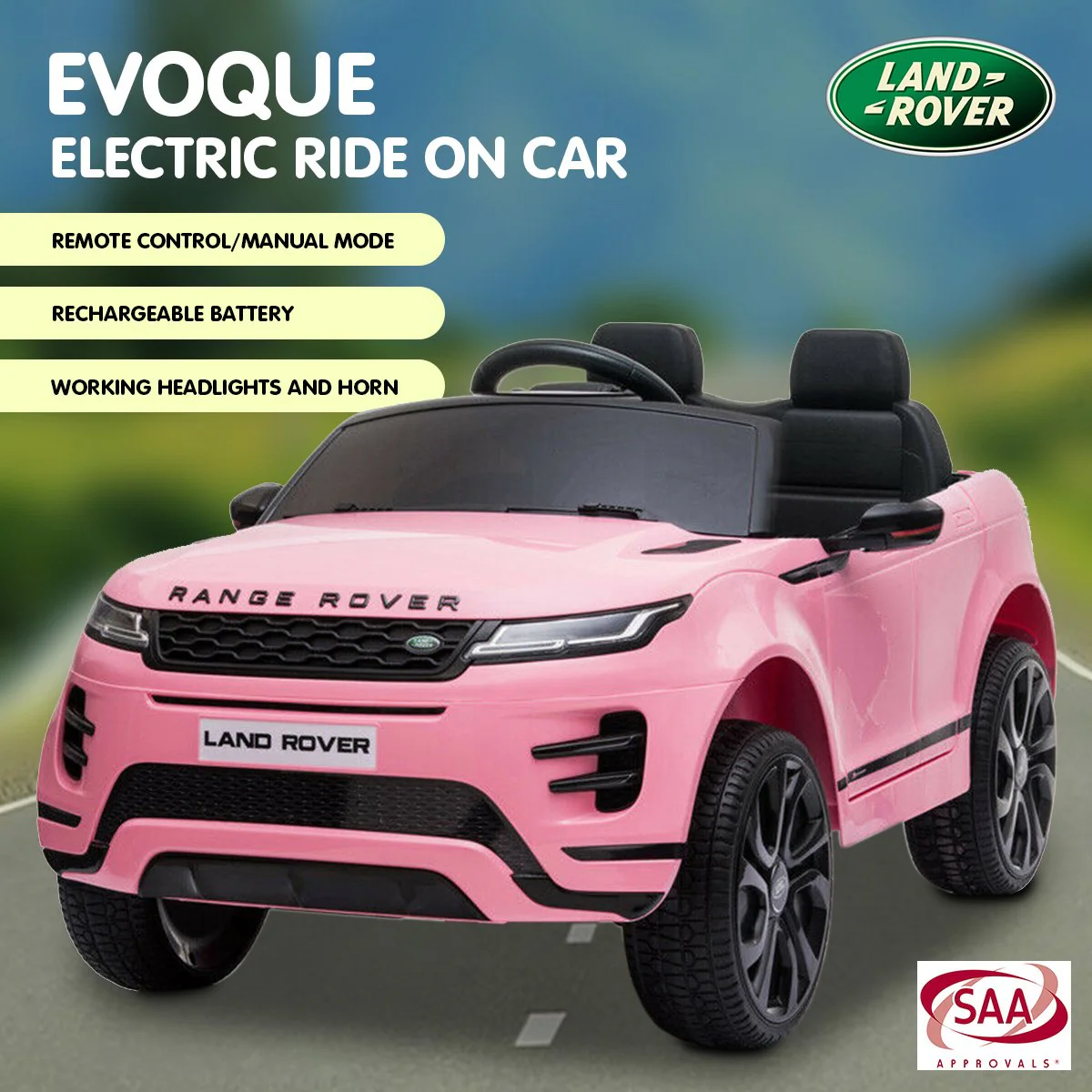 Land Rover Licensed Kids Electric Ride On Car Remote Control - Pink - Nurns