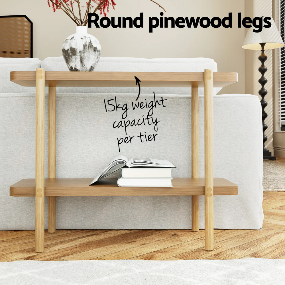 92cm 2-Tier Console Table - Pine - Nurns