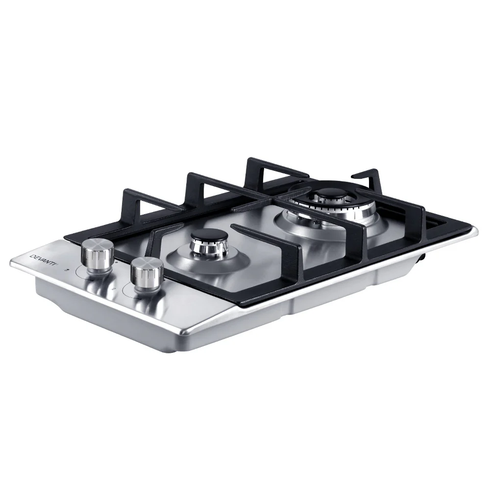 Devanti Gas Cooktop 30cm 2 Burner Silver - Nurns