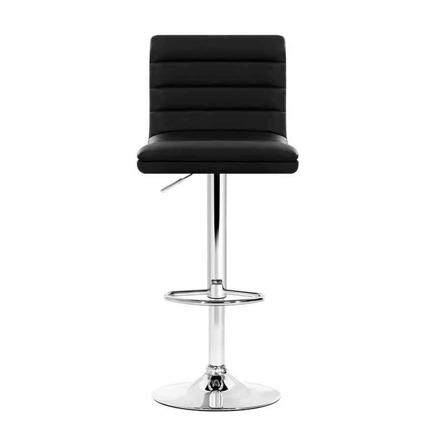 Set of 4 Bergamo PU Leather Lined Pattern Bar Stools - Black & Chrome - Nurns