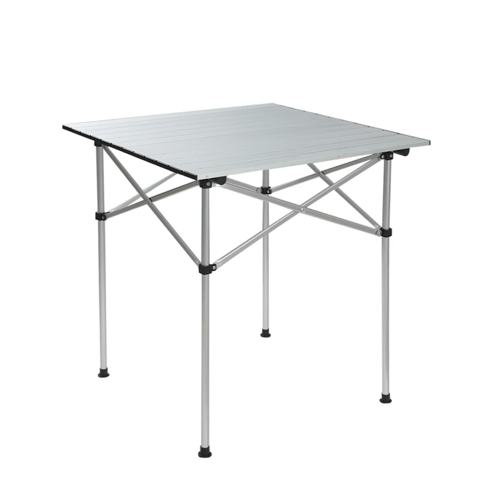 Folding Camping Table 70cm Roll Up Outdoor Picnic BBQ Aluminium Desk - Nurns