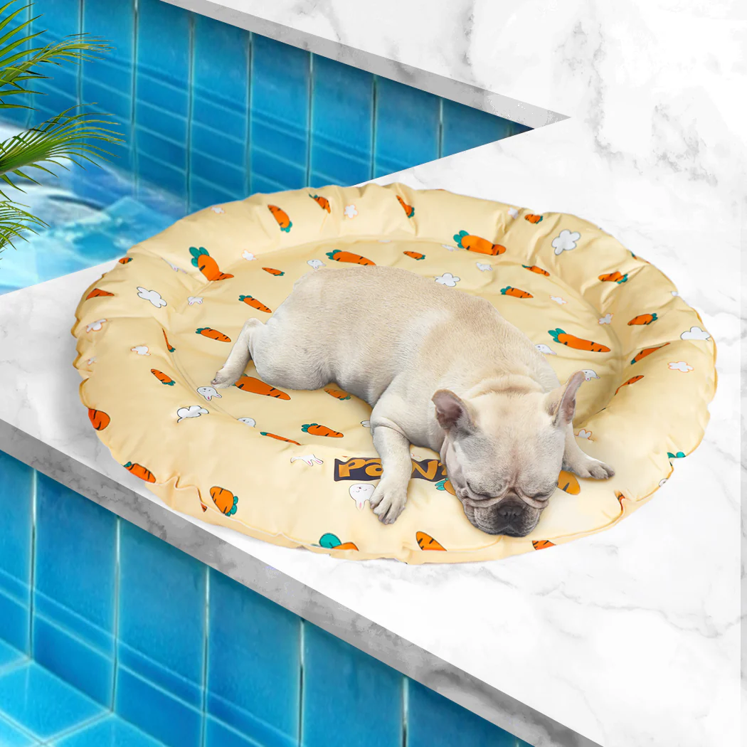 LARGE Dog Beds Pet Bolster Cool Gel Mat - Yellow - Nurns