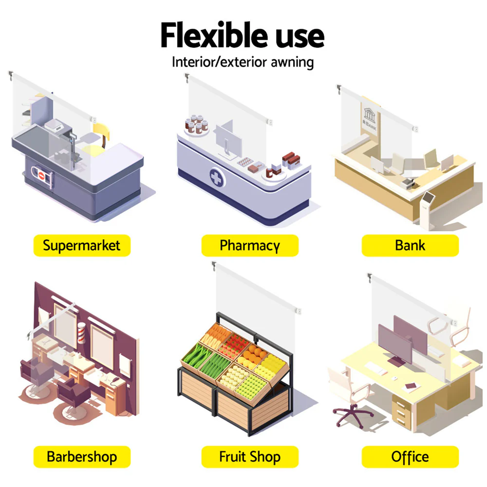 Instahut Outdoor Blinds Transparent Roll Down Awning Window Shade 1.5x2.4M - Nurns