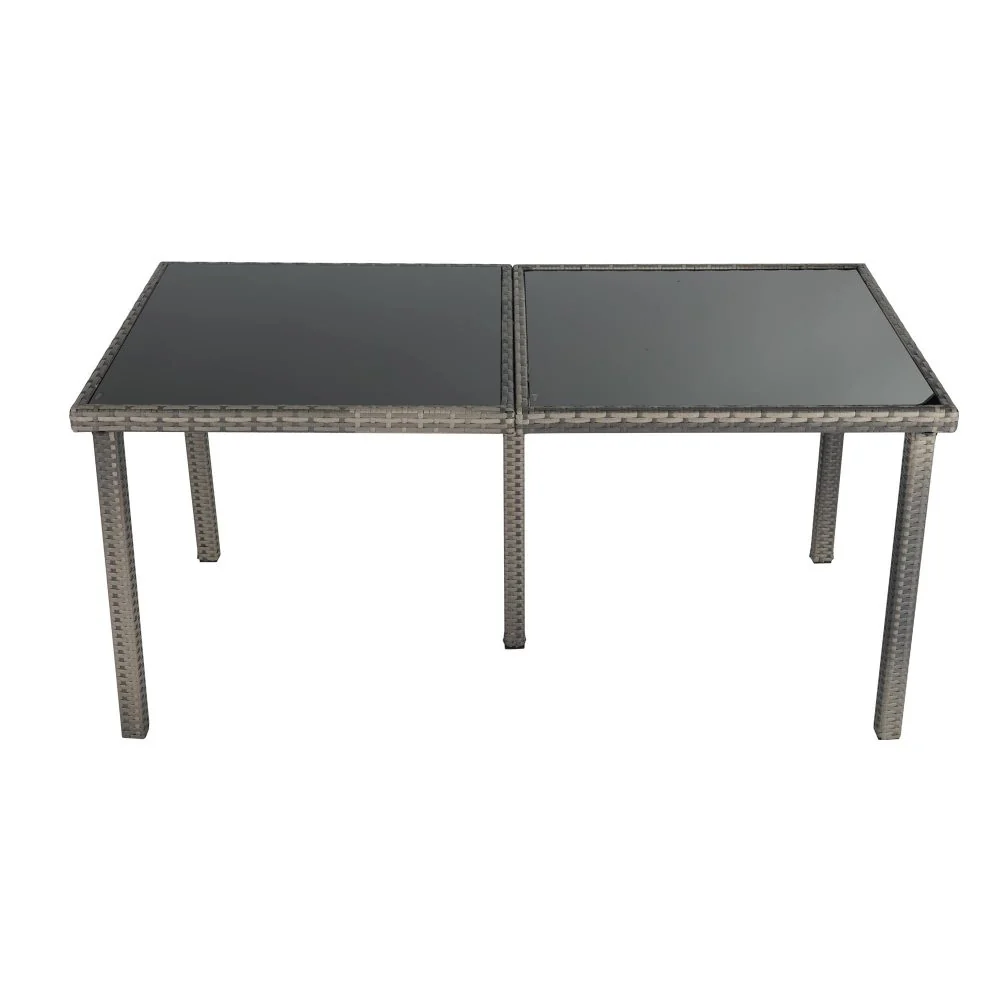 Lowry 6-Seater Rural Style Wicker 7-Piece Dining Set - Grey - Nurns