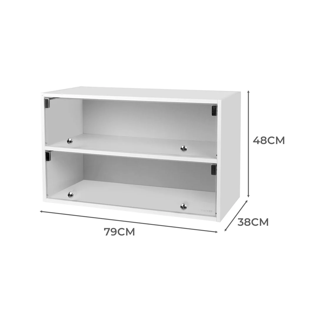 Stacked Shoes Storage Cabinet LED Sneaker White - Nurns