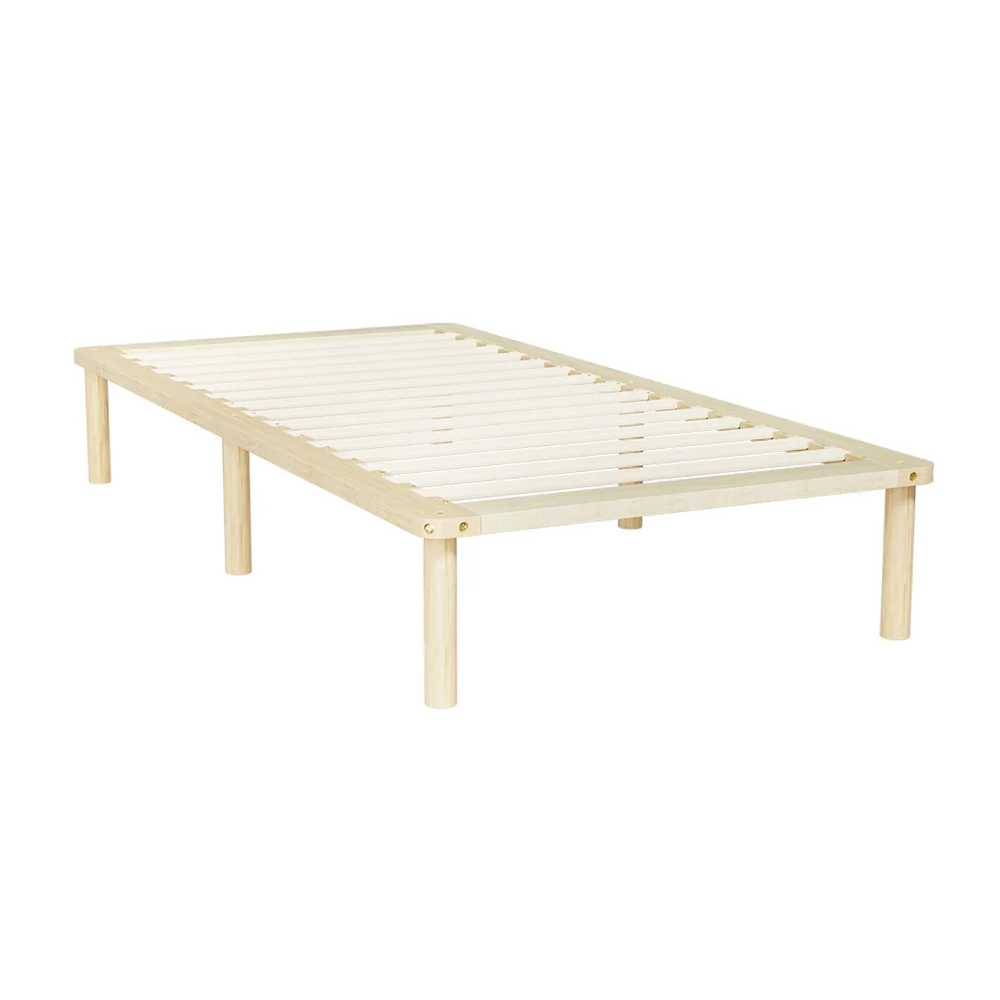 Elara Bed Frame Wooden Base Platform Timber Pine - Natural Single - Nurns