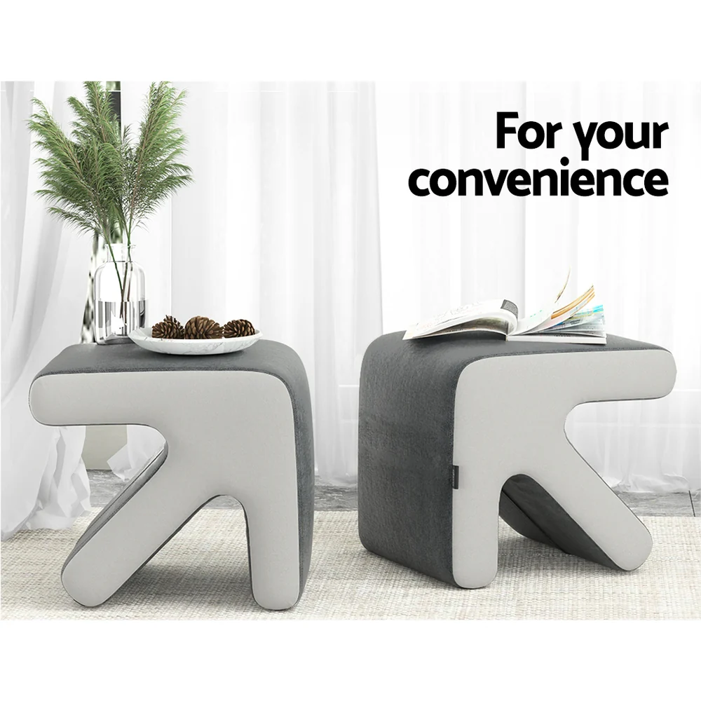 Arrow Ottoman Foot Stool Fabric Foot Rest Footstool Padded Seat Grey - Nurns