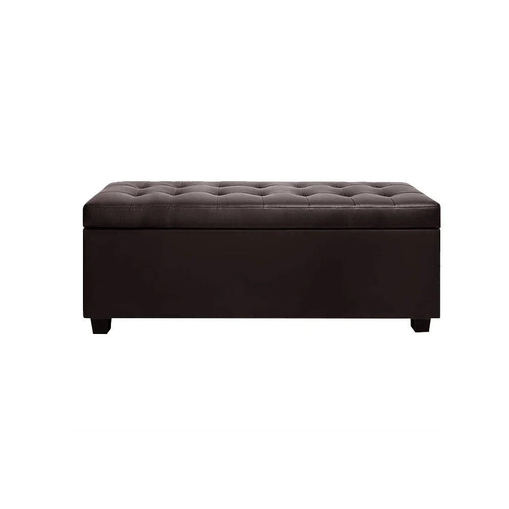 Storage Ottoman Blanket Box Footstool Leather Foot Stool Chest Toy Brown - Nurns