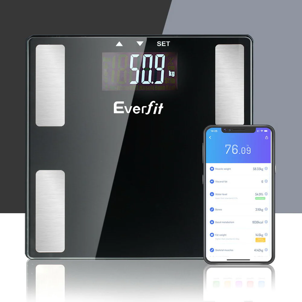 Electronic Digital Bathroom Scales Body Fat Scale Bluetooth Weight 180KG - Nurns