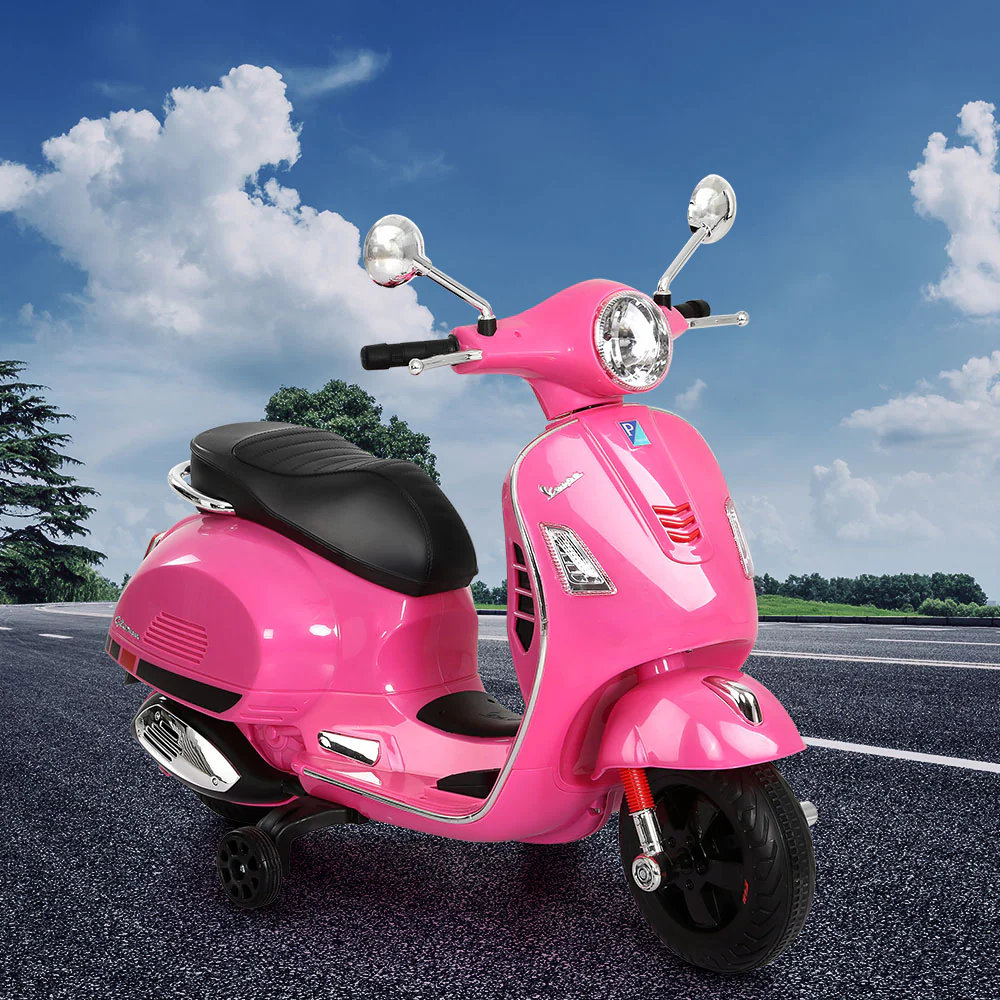 Kids Ride On Car Motorcycle Motorbike VESPA Licensed Scooter Electric Toys - Pink - Nurns