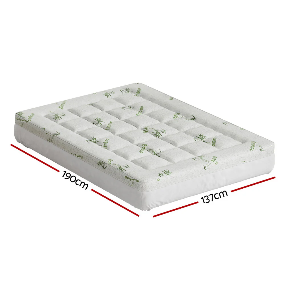 Double Giselle Bedding Mattress Topper Pillowtop Bamboo 7.5cm - Nurns