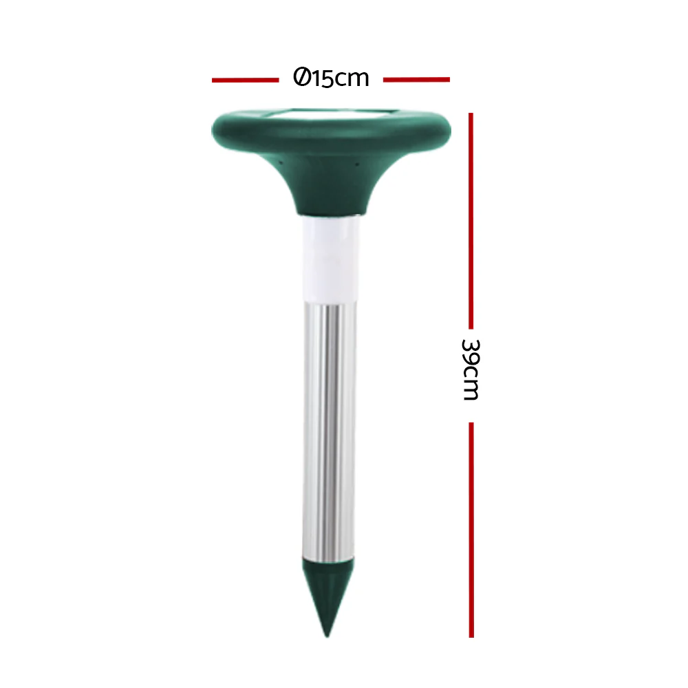 Set of 12 Snake Repeller Solar LED Pulse Plus Ultrasonic Pest Rodent Repellent - Nurns