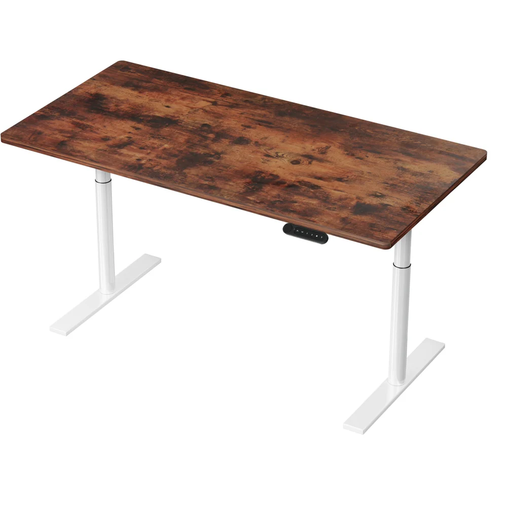 Artiss Standing Desk Motorised Electric Dual Motor 140cm Rustic Brown - Nurns