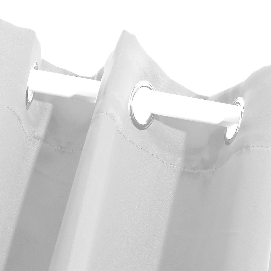 Set of 2 Blockout Curtains Panels 3 Layers Eyelet Room Darkening 140X160Cm Grey - Nurns