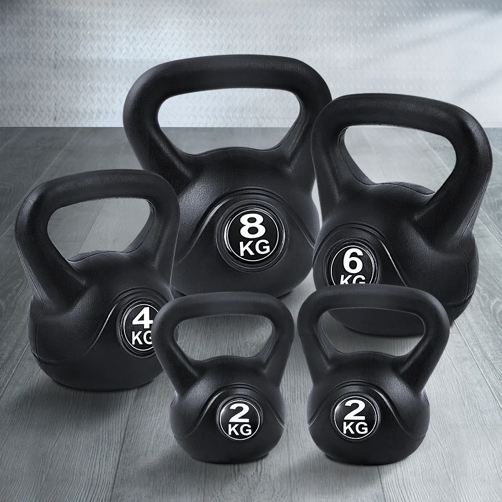 Everfit 22kg Kettlebell Set Weight Lifting Kettlebells Bench Dumbbells Gym Home - Nurns