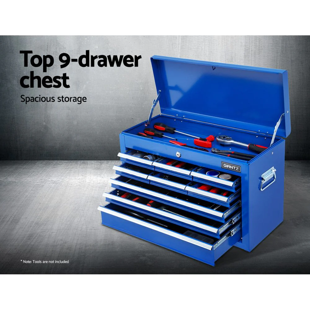 Tool Chest and Trolley Box Cabinet 16 Drawers Cart Garage Storage Blue - Nurns