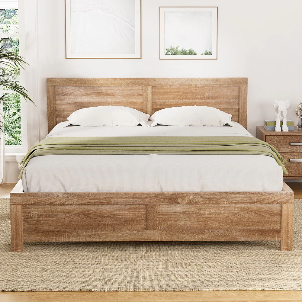 Odessa Bed Frame Wooden Acacia - Wood Queen - Nurns