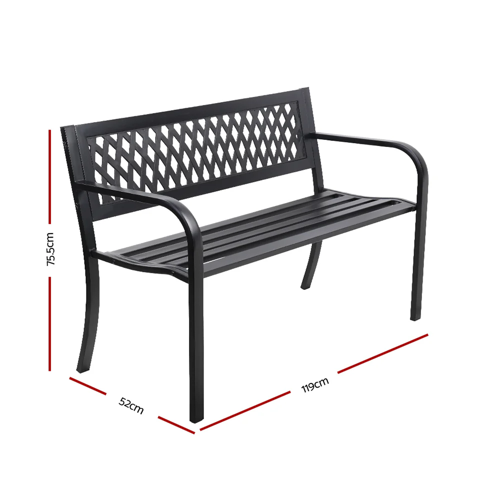 Calliope Steel Modern Garden Bench - Black - Nurns
