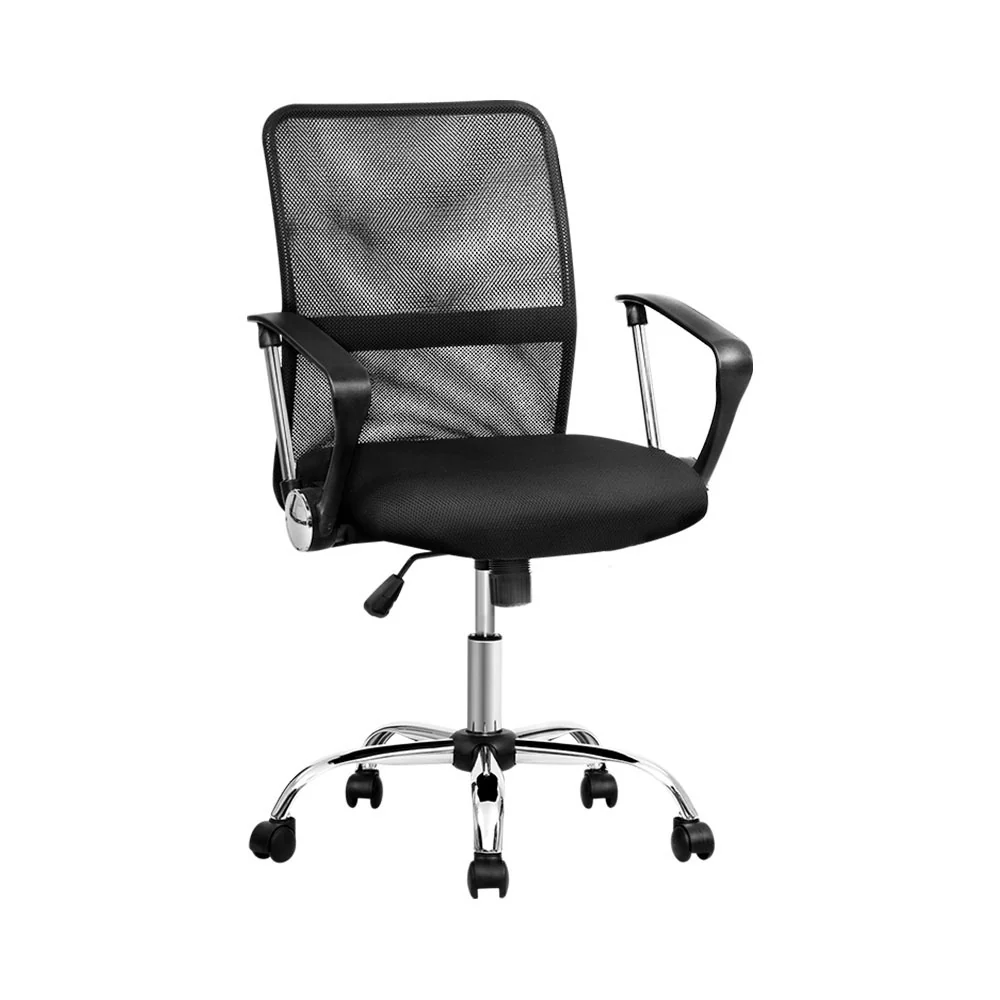 Artiss Mesh Office Chair Mid Back Black - Nurns