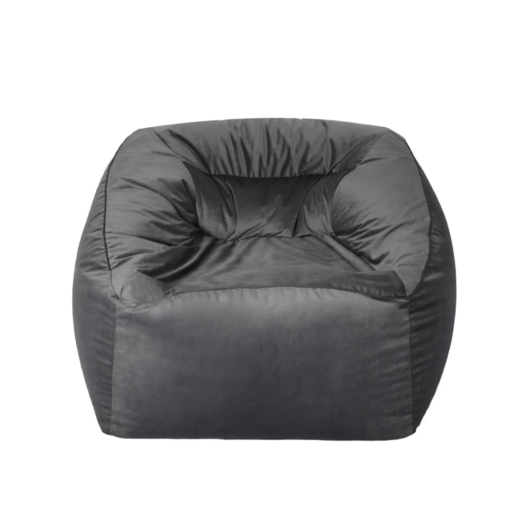 Bean Bag Chair Cover Soft Velvet Home Game Seat Lazy Sofa Cover Large - Dark Grey - Nurns