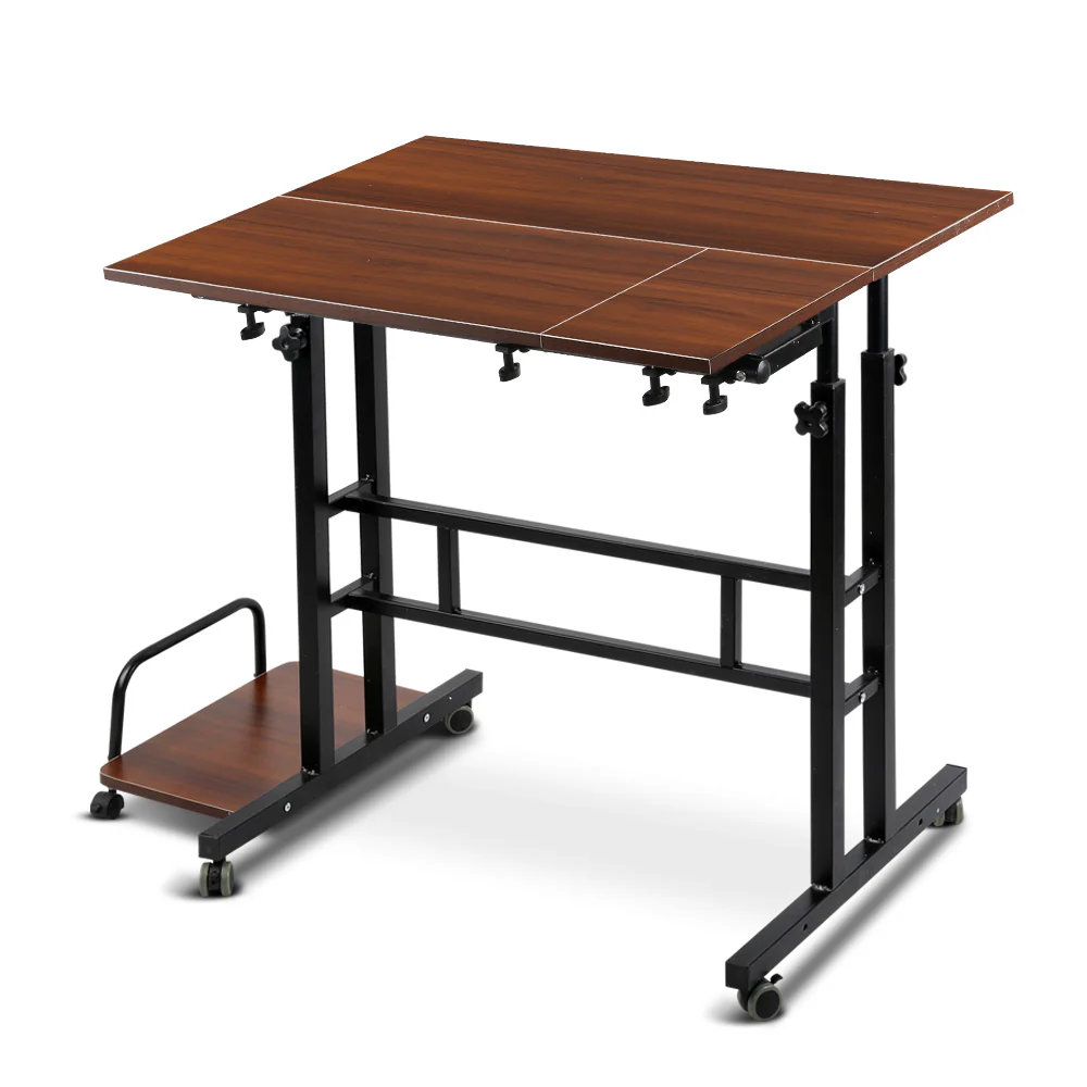 Artiss Laptop Desk Table Adjustable Dark Wood 80cm - Nurns