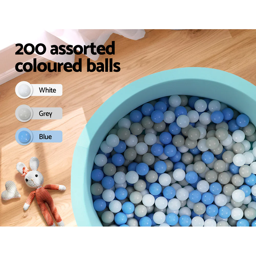 Ocean Foam Ball Pit with Balls Kids Play Pool Barrier Toys 90x30cm Blue - Nurns