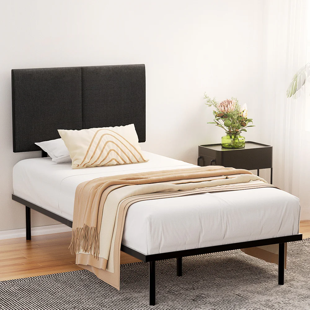Norie Bed Frame Metal Frame - Black King Single - Nurns