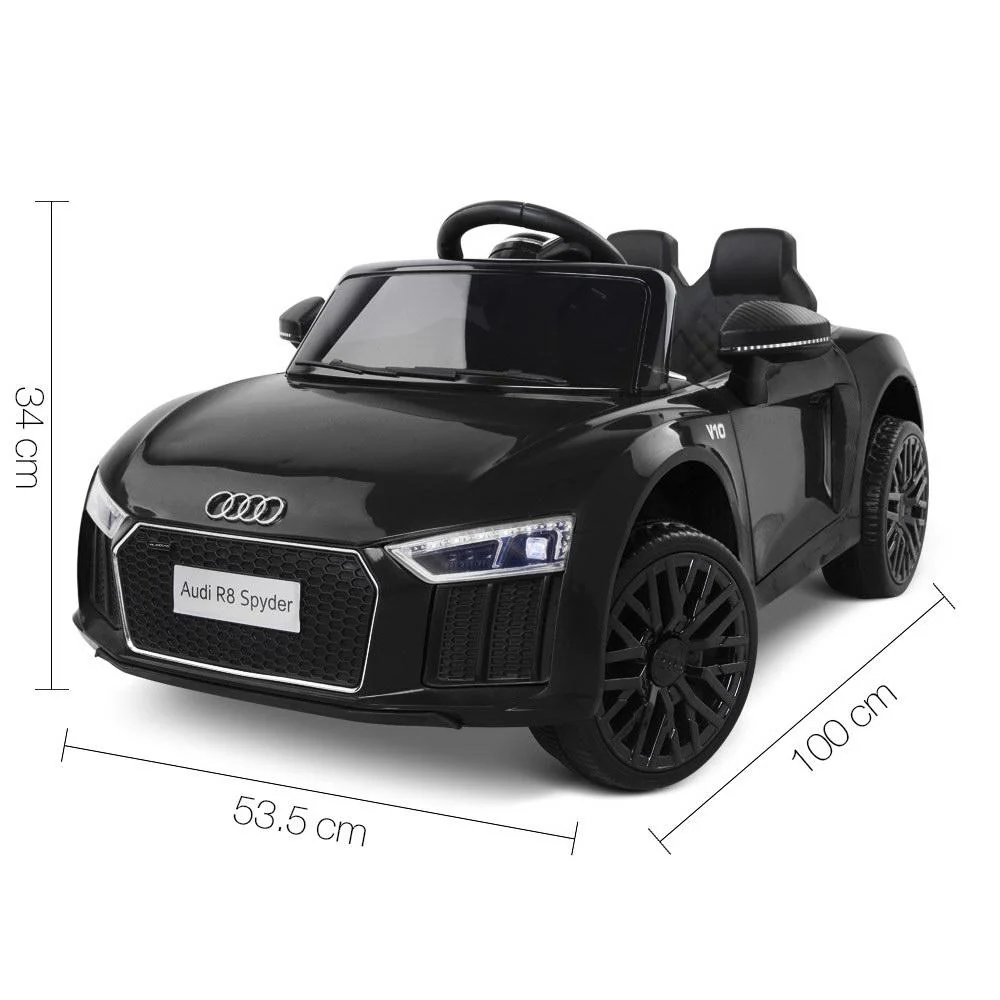 Kids Ride on Car Audi R8 Licensed Sports Electric Toy Cars - Black - Nurns