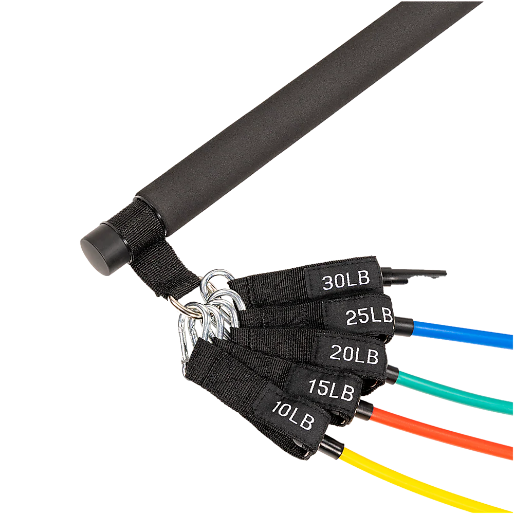 Exercise Pilates Bar Kit Resistance Bands Yoga Fitness Stretch Workout Gym - Nurns