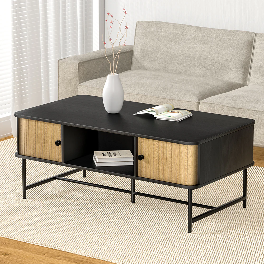 Ivi Coffee Table Sliding Drawer Door - Black - Nurns