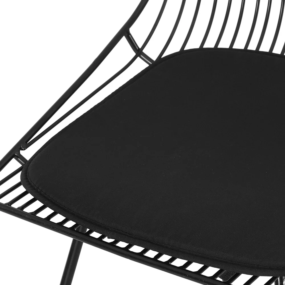 Ambrose Steel Lounge Chair Patio Garden Furniture Set of 2 Outdoor Dining Chairs - Black - Nurns
