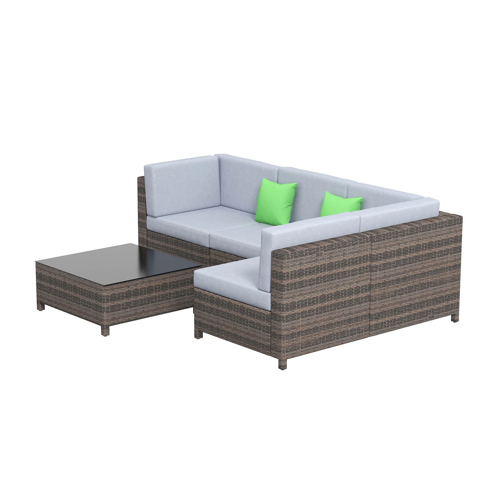 Thrapston 4-Seater Rattan Set 5-Piece Outdoor Sofa - Oatmeal - Nurns