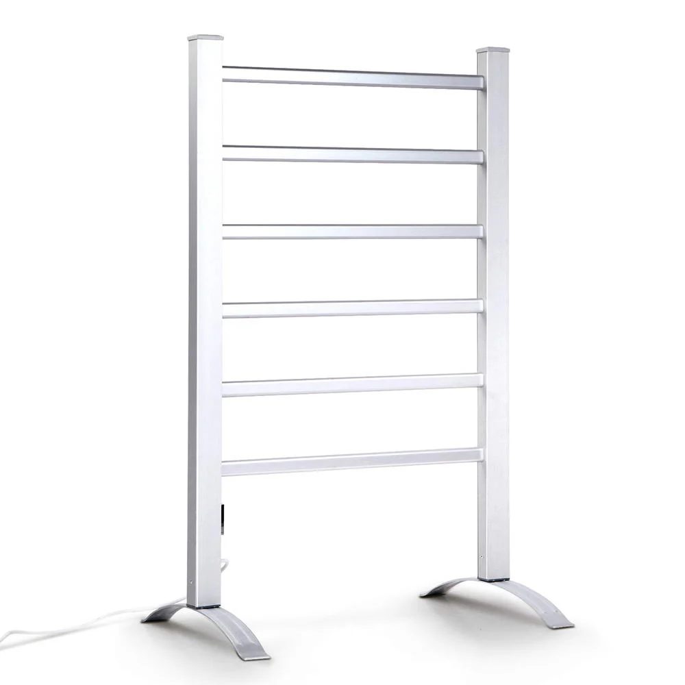 Electric Heated Towel Rail Rack 6 Bars Freestanding Clothes Dry Warmer - Nurns