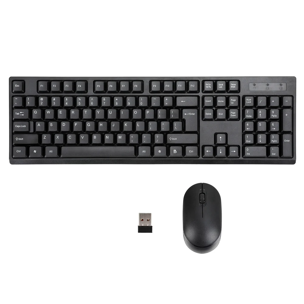 Wireless Keyboard and Mouse Combo Bluetooth Set for PC Laptop Phone Tablet 104 Keys Black - Nurns