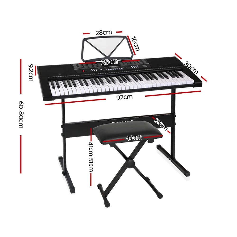 Alpha 61 Keys Electronic Piano Keyboard Digital Electric w/ Stand Stool Speaker - Nurns