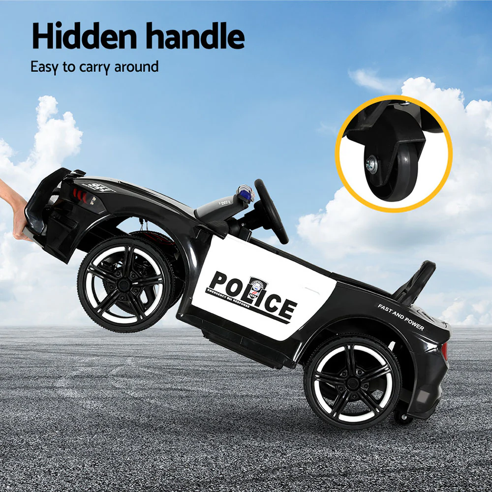 Kids Ride On Car Electric Patrol Police Cars Battery Powered Toys 12V - Black - Nurns