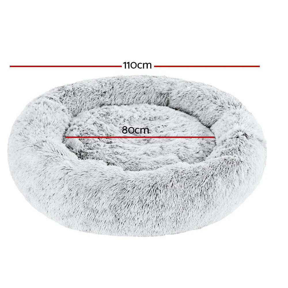 XLarge Dog Beds Pet 110cm Calming Soft Plush - Light Charcoal - Nurns