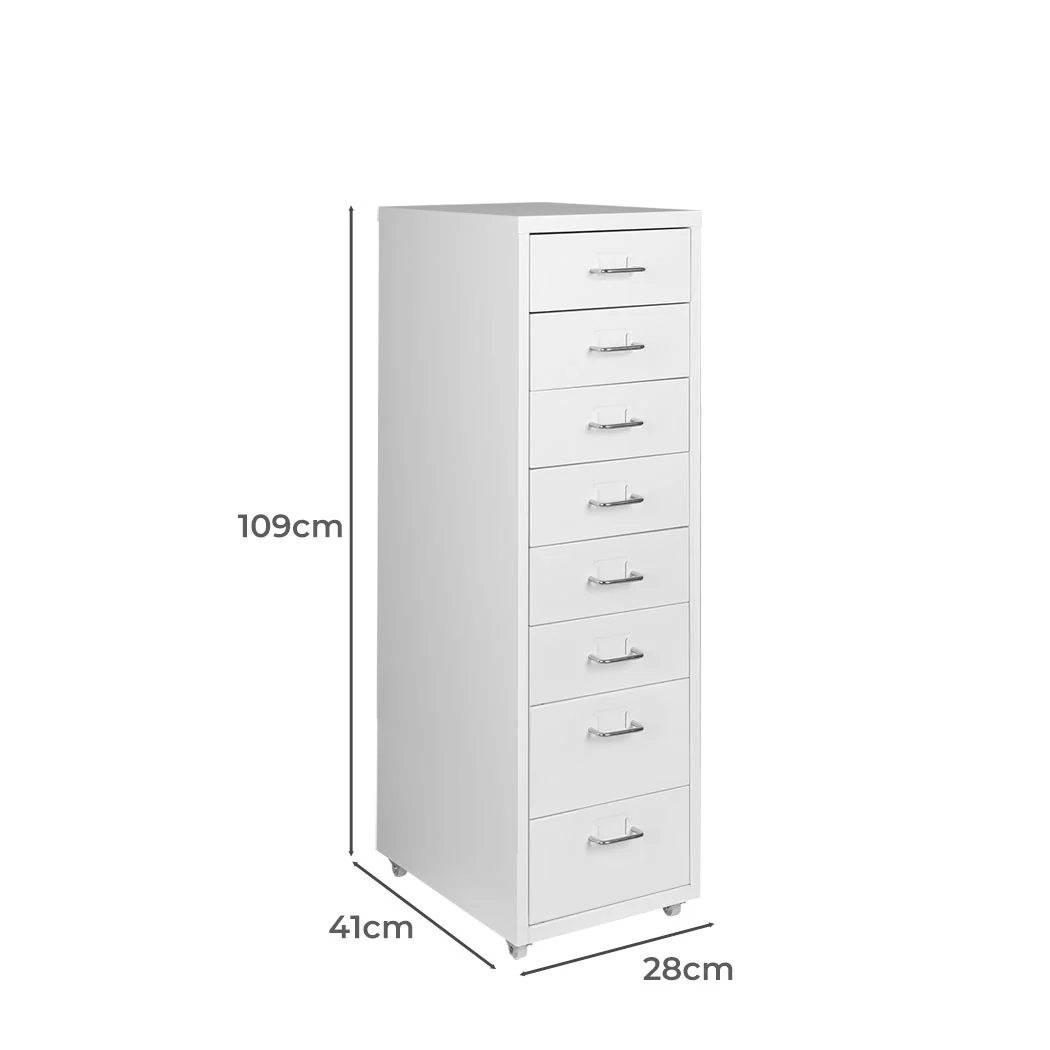 Levede Office Cabinet 8 Drawer Drawers White - Nurns