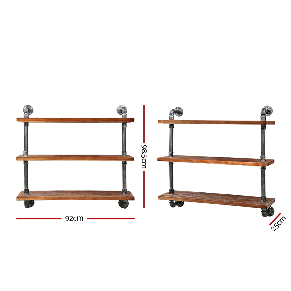 Artiss Floating DIY Pipe Shelf 3 Tiers - Issa - Nurns