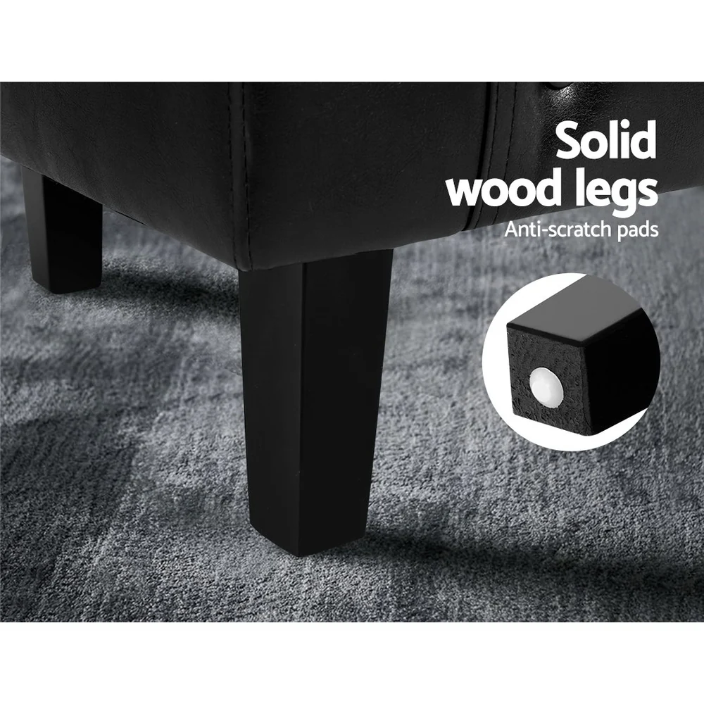 Maxina Accent Tub PU Leather Lounge Armchair - Black - Nurns