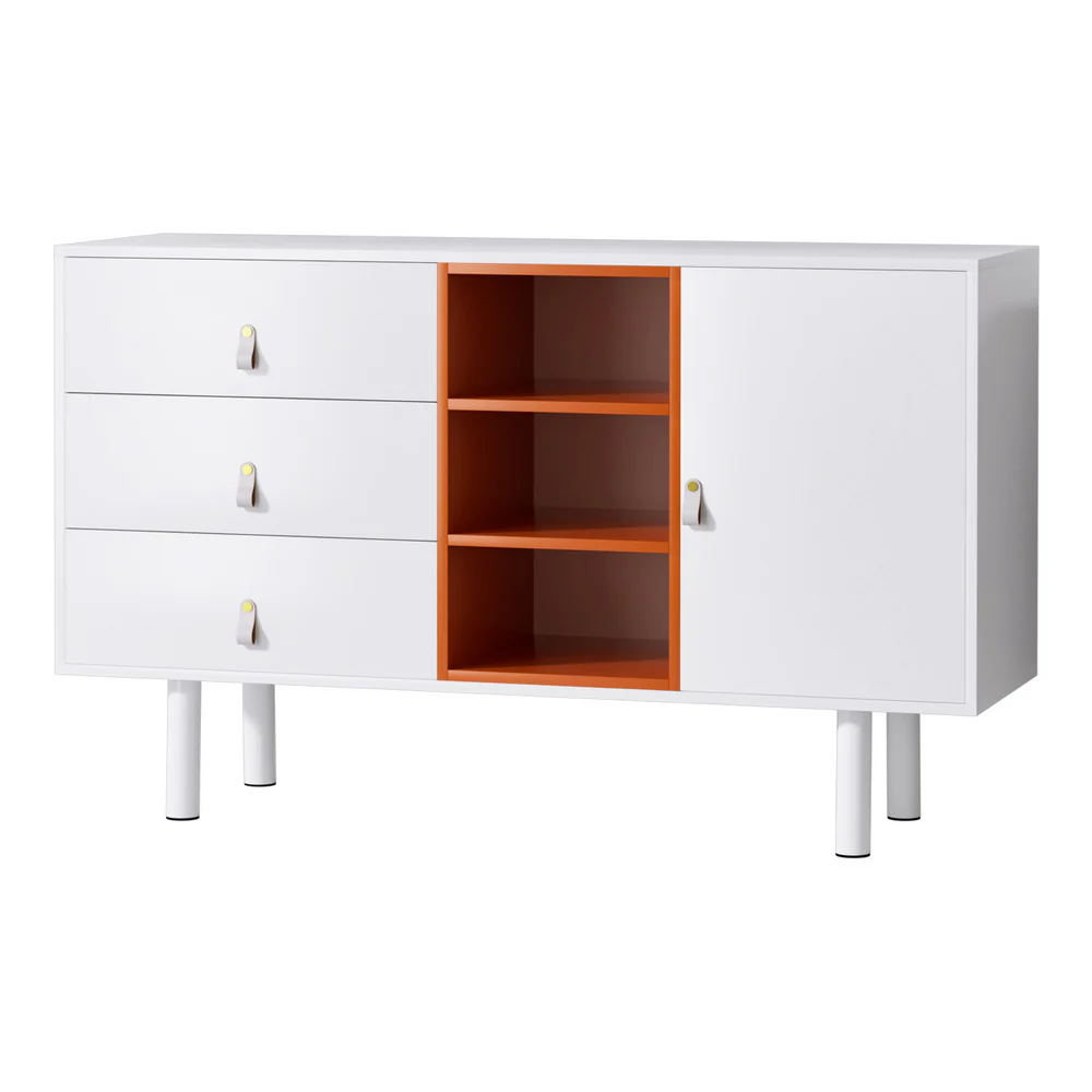 Donald Buffet Sideboard Buffet Sideboard Cupboard Cabinet Storage Table - White - Nurns