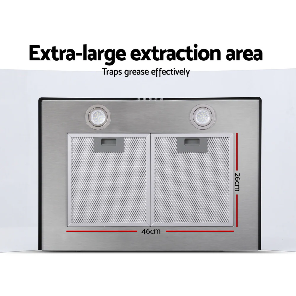 Devanti 900mm Range Hood 90cm Rangehood Glass Canopy - Nurns